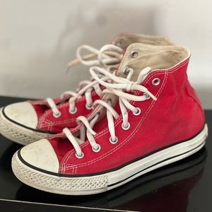 Girls Red converse high top sneakers
